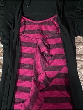 AB Studio Black Knit Top with Front Ruffle
